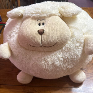 AMERICAN MILLS lamb STUFFED WHITE ROUND LARGE PLUSH PILLOW Soft 19”